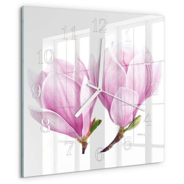 Vierkante glazen klok Magnolia