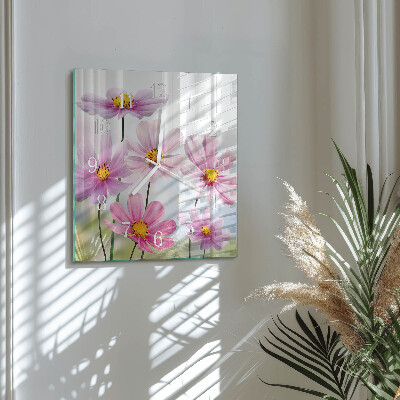 Vierkante glazen klok Bloemen