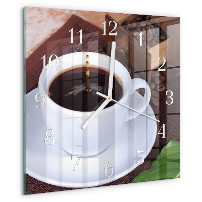 Vierkante glazen klok Koffie