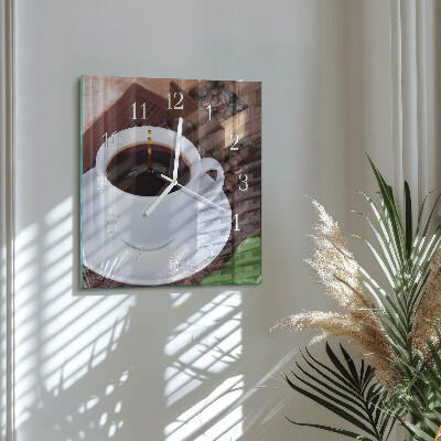 Vierkante glazen klok Koffie