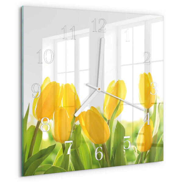 Vierkante glazen klok Tulpen