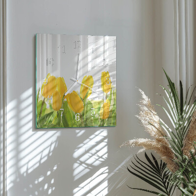 Vierkante glazen klok Tulpen