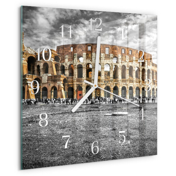 Vierkante glazen klok Colosseum