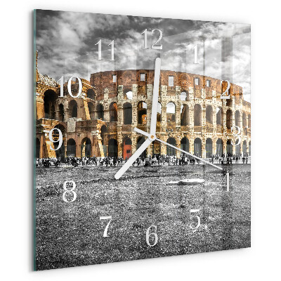 Vierkante glazen klok Colosseum