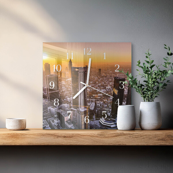 Vierkante glazen klok Zonsondergang