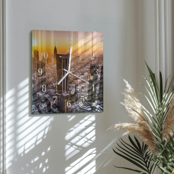 Vierkante glazen klok Zonsondergang