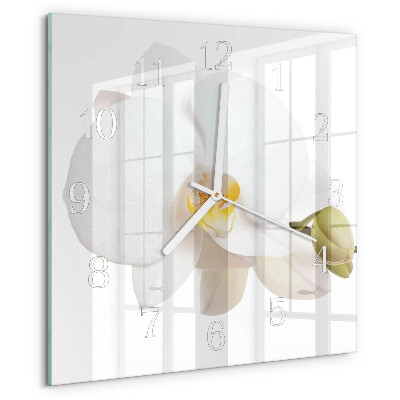 Vierkante glazen klok Orchidee