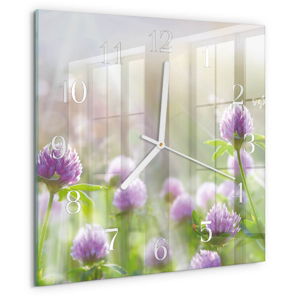 Vierkante glazen klok Bloemen