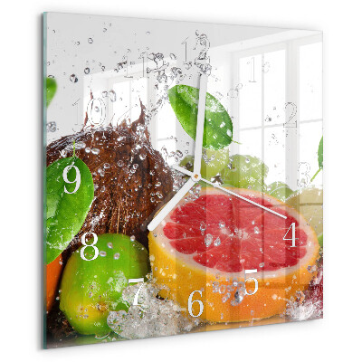 Vierkante glazen klok Fruit