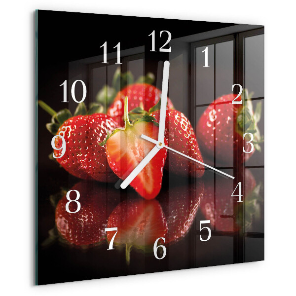 Vierkante glazen klok Aardbeien