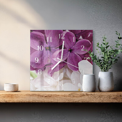 Vierkante glazen klok Bloemen