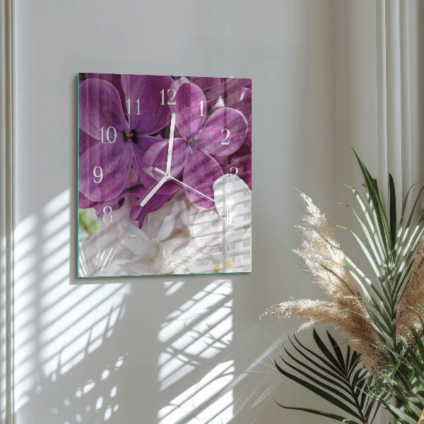 Vierkante glazen klok Bloemen