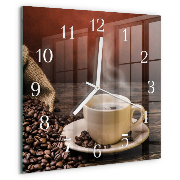 Vierkante glazen klok Koffie