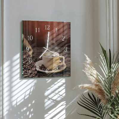 Vierkante glazen klok Koffie