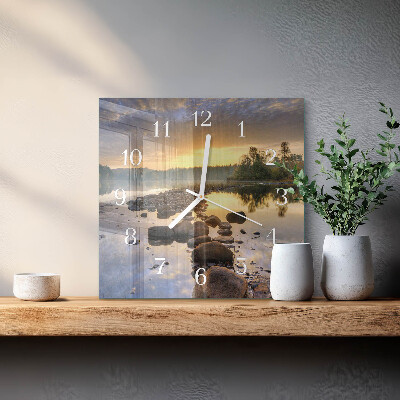 Vierkante glazen klok Natura-meer