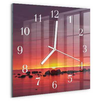 Vierkante glazen klok Zonsondergang