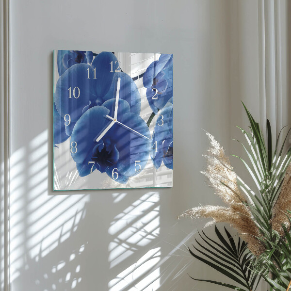 Vierkante glazen klok Orchidee