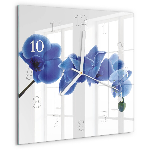 Vierkante glazen klok Orchidee