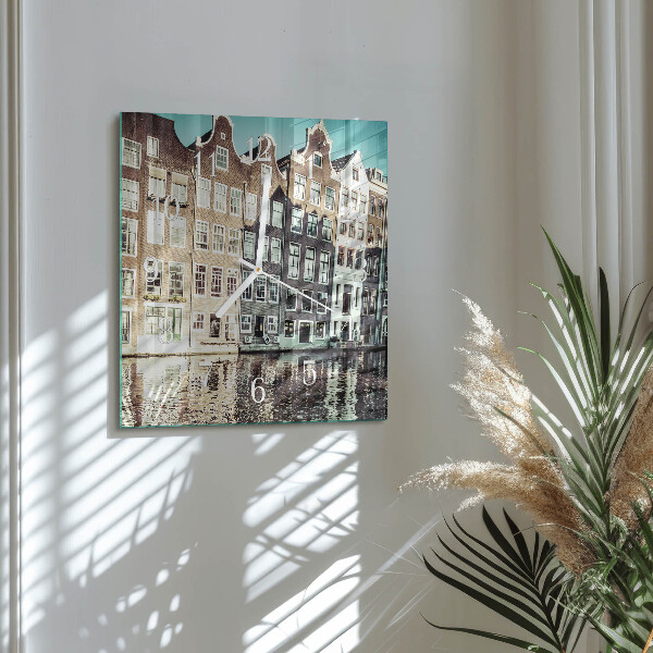 Vierkante glazen klok Huizen
