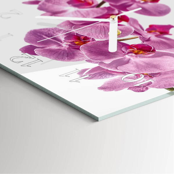 Vierkante glazen klok Orchidee
