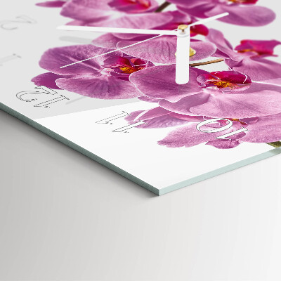 Vierkante glazen klok Orchidee