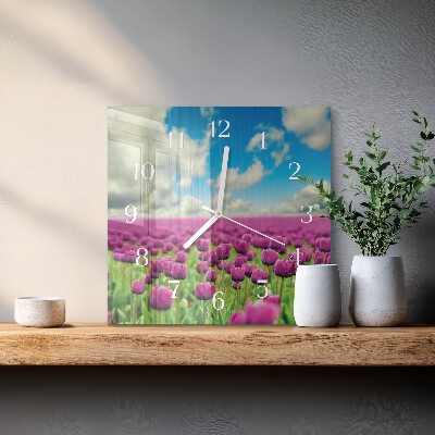 Vierkante glazen klok Tulpen