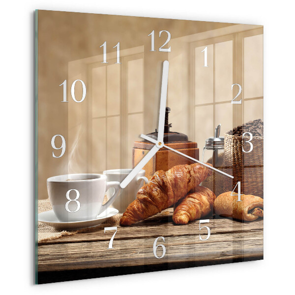 Vierkante glazen klok Croissants