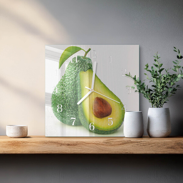 Vierkante glazen klok Avocado