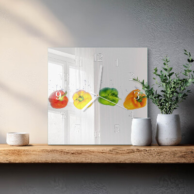 Vierkante glazen klok Peper