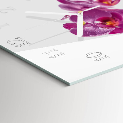 Vierkante glazen klok Orchidee