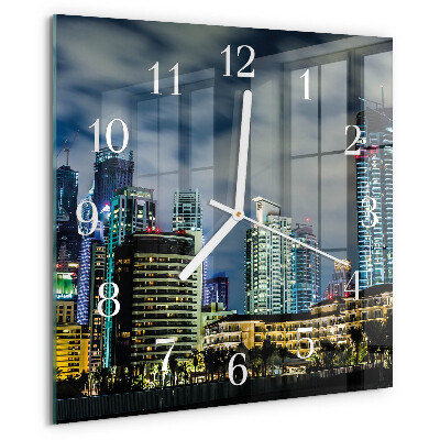 Vierkante glazen klok Avondje uit