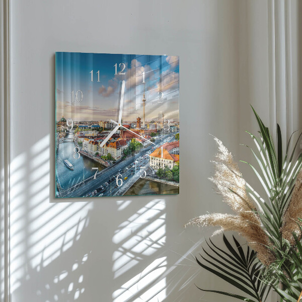 Vierkante glazen klok Stadsrivier