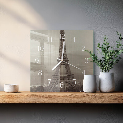 Vierkante glazen klok Eiffeltoren