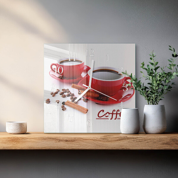 Vierkante glazen klok Kopje koffie