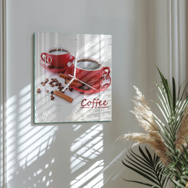Vierkante glazen klok Kopje koffie