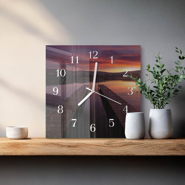 Vierkante glazen klok Zonsondergang