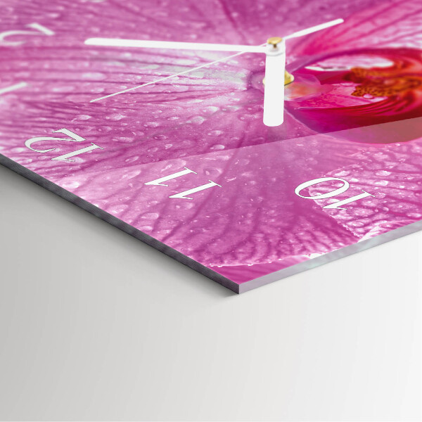 Vierkante glazen klok Orchidee