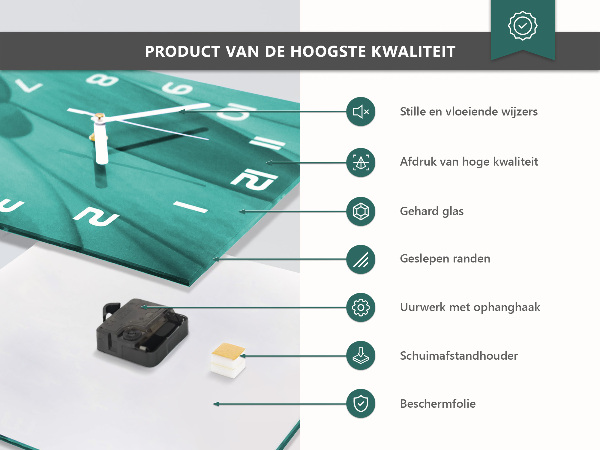 Vierkante glazen klok Zeilboot