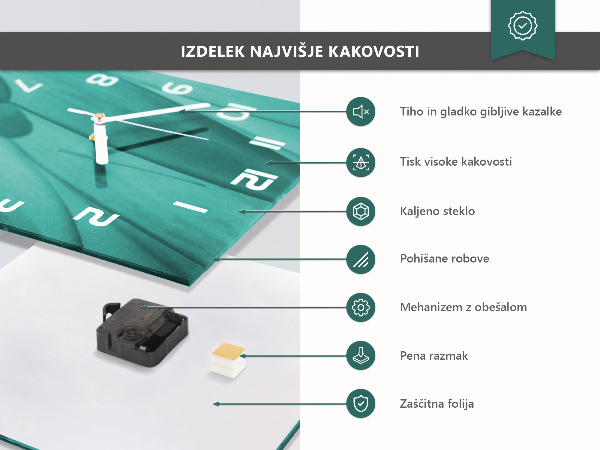 Vierkante glazen klok Zeilboot