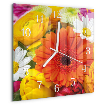 Vierkante glazen klok Bloemen