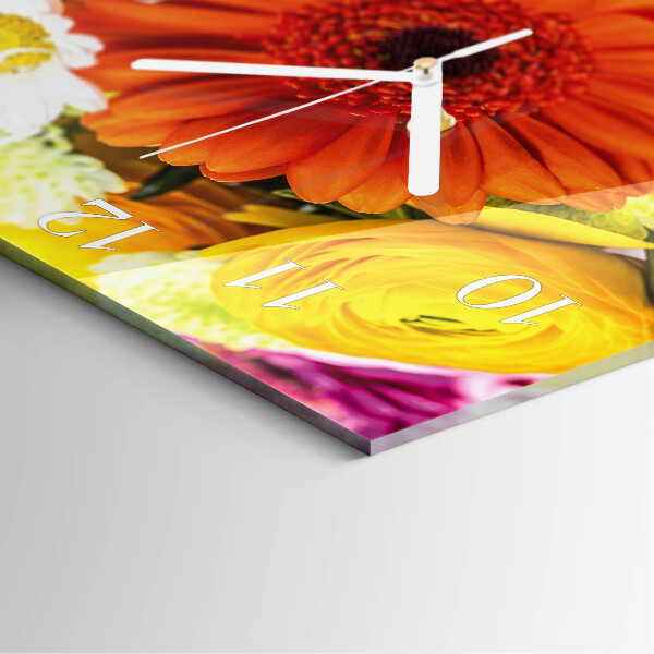 Vierkante glazen klok Bloemen