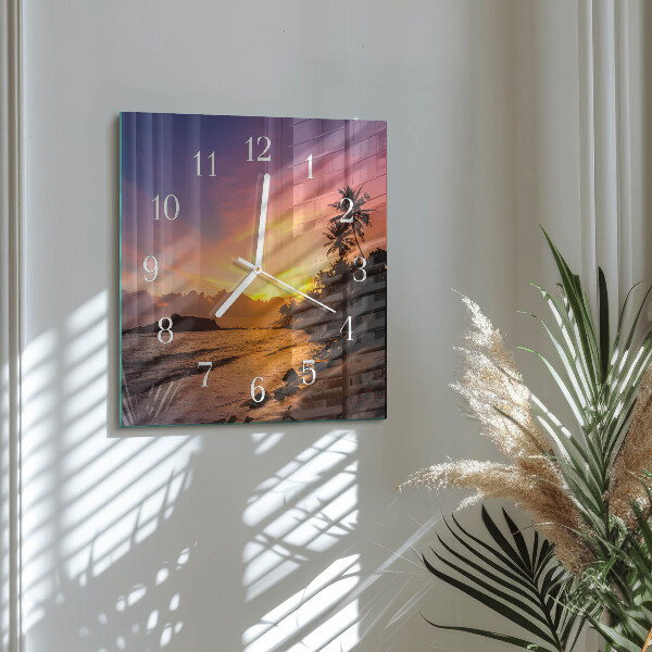 Vierkante glazen klok Zonsondergang