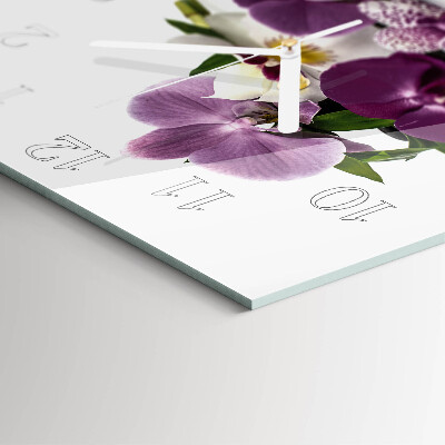 Vierkante glazen klok Orchidee