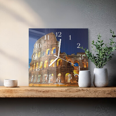 Vierkante glazen klok Colosseum