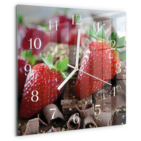 Vierkante glazen klok Aardbeien