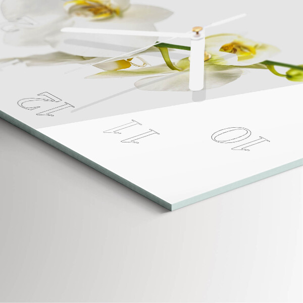 Vierkante glazen klok Orchidee
