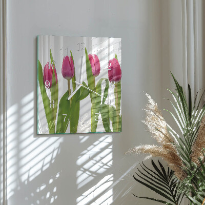 Vierkante glazen klok Tulpen