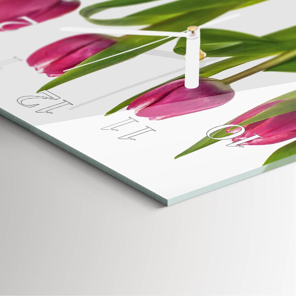 Vierkante glazen klok Tulpen