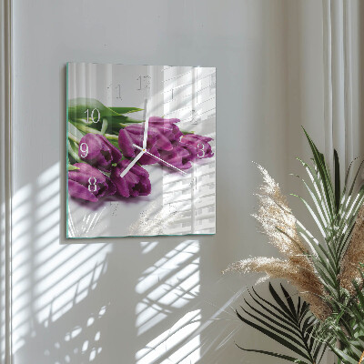 Vierkante glazen klok Tulpen