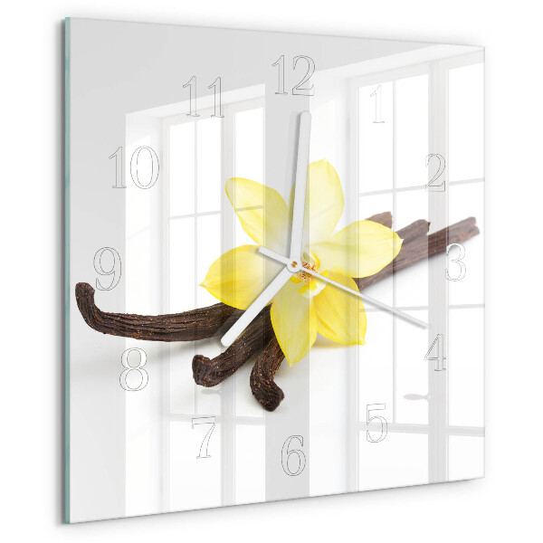 Vierkante glazen klok Vanille-orchidee
